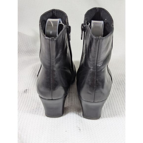 NWOT! EASY SPIRIT! BLACK GENUINE LEATHER LAYERED DETAIL ANKLE BOOTS! SZ 6.5M - Picture 4 of 9